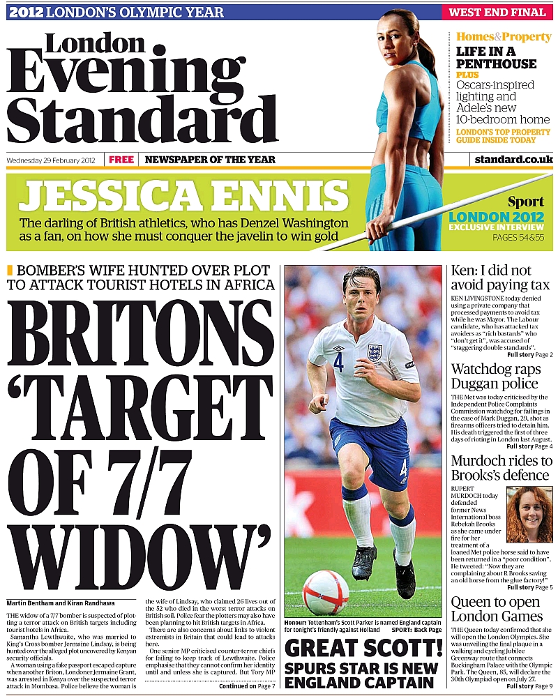 London Evening Standard, 29 February 2012